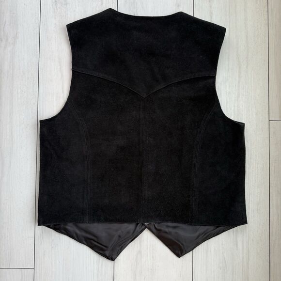 Scully Vest Mens Large Black Leather Suede Snap Lined Western Wear Cowboy Biker - Picture 9 of 11